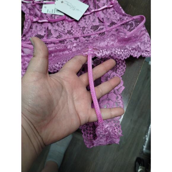 In Bloom by Jonquil Size Small Juliet Orchid Lace Halter Neck Thong Teddy NWT - Picture 4 of 8